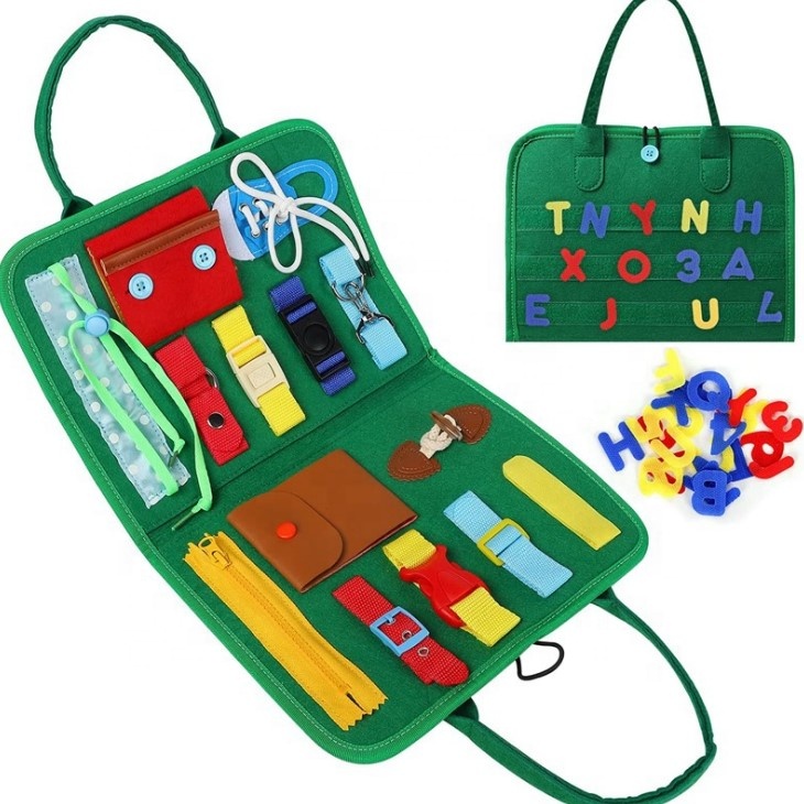Kids felt busy bag with letters
