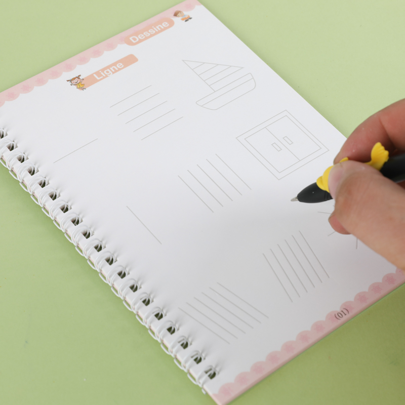 Kids Educational Toy French Calligraphy Reusable Drawing Handwriting Alphabet Letter Magic Practice Book Magic Copybooks