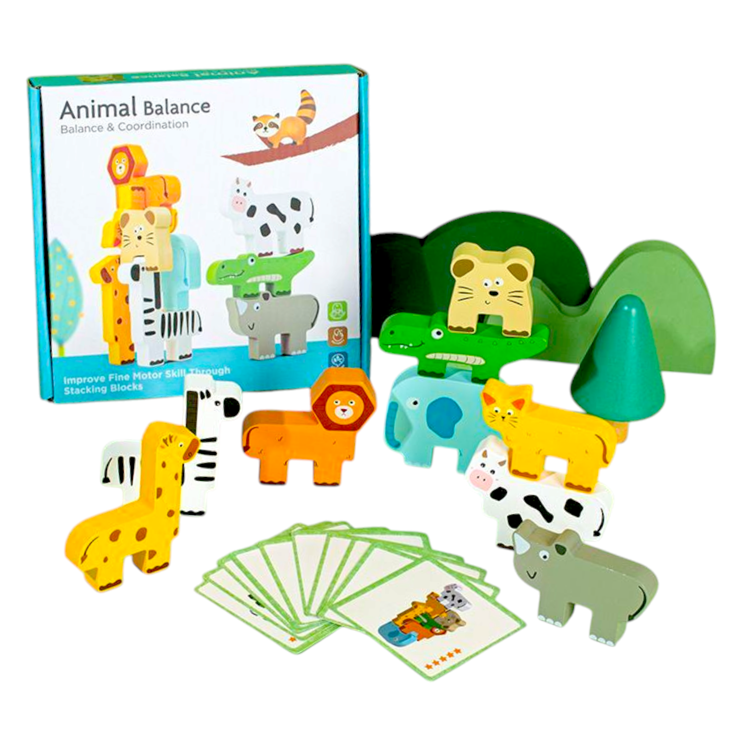 Wooden Animal Blocks Sorting & Stacking Toy Detail