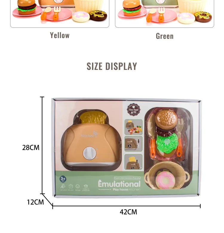 Interactive Pretend Play Toaster Food Toy Set for Kids Kitchen Role Play Learning