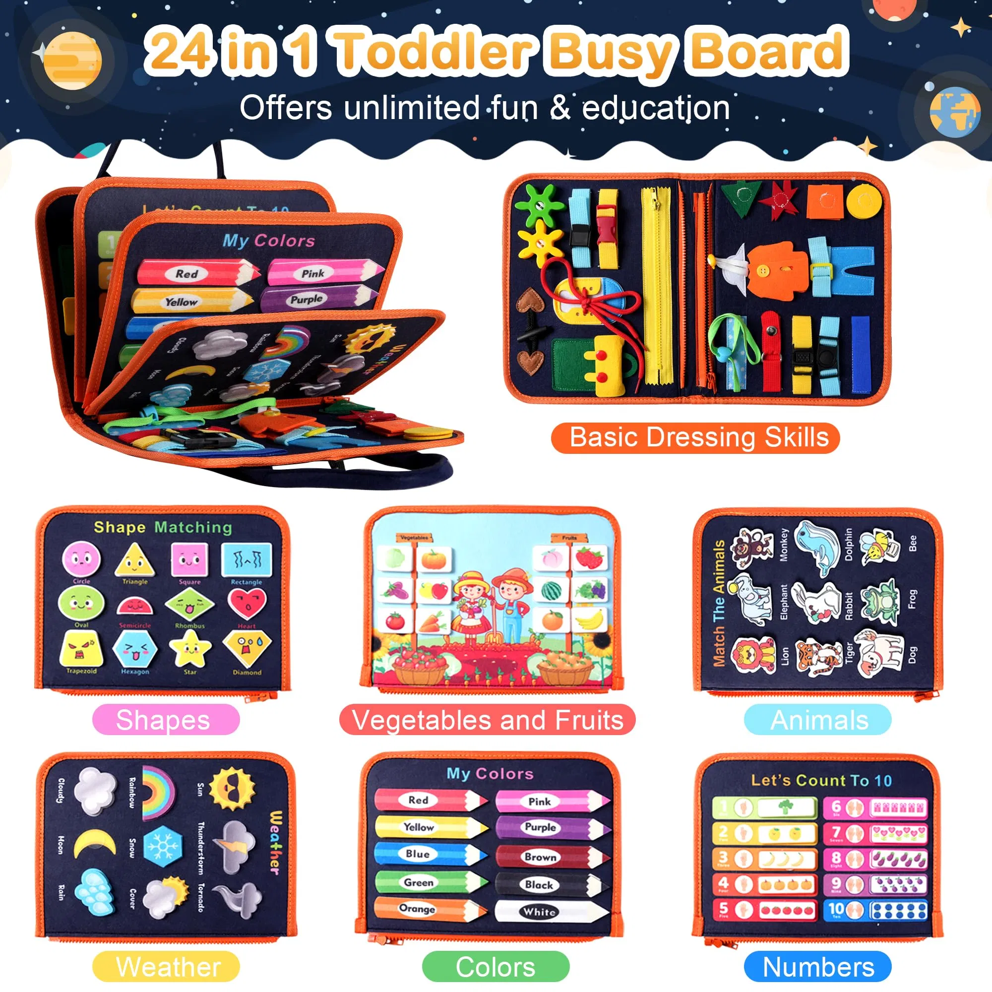 Activity Busy Board Felt Educational Toy and Popular Toys for Kids' Early Learning Skill