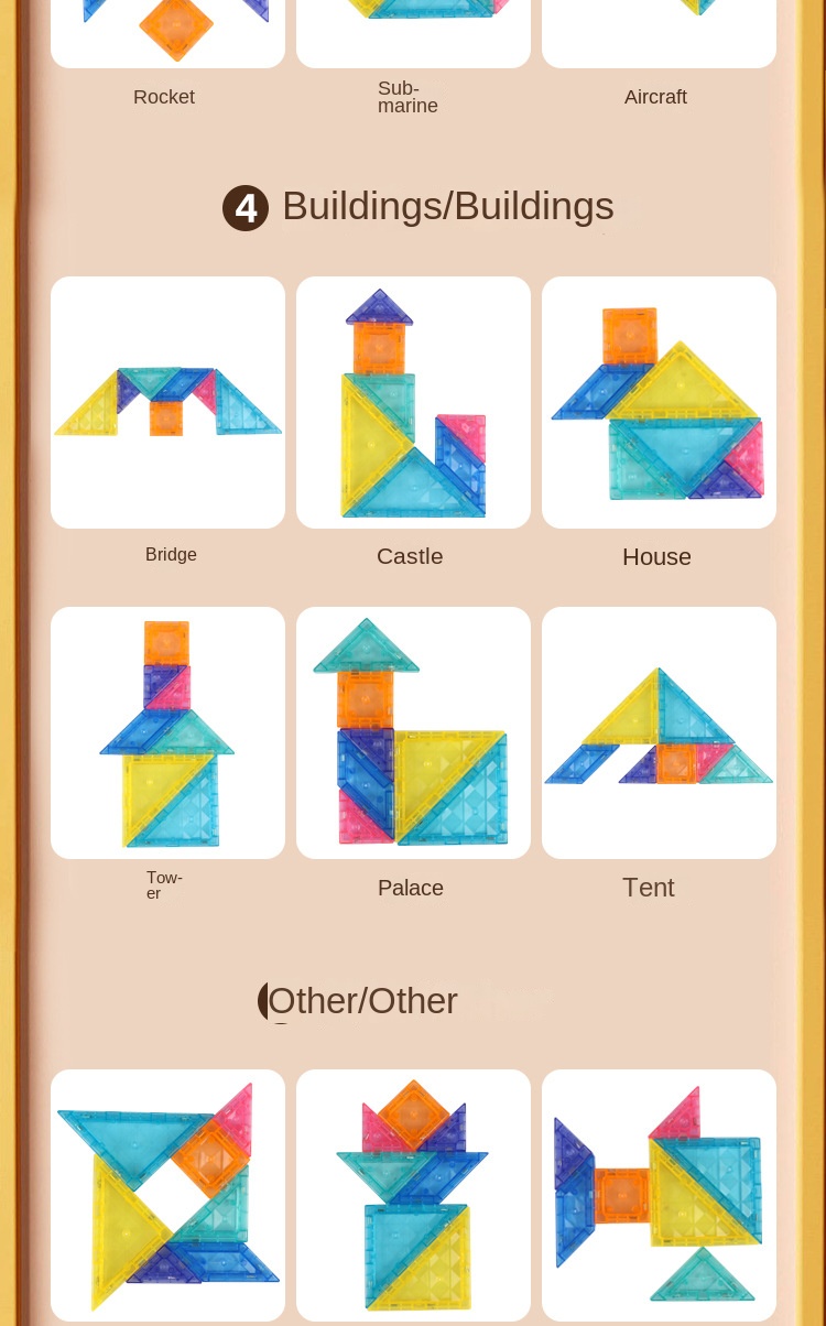 Magnetic Tangram Puzzles for First Grade Math Teaching Special Educational Toys for Kindergarten Primary School Students