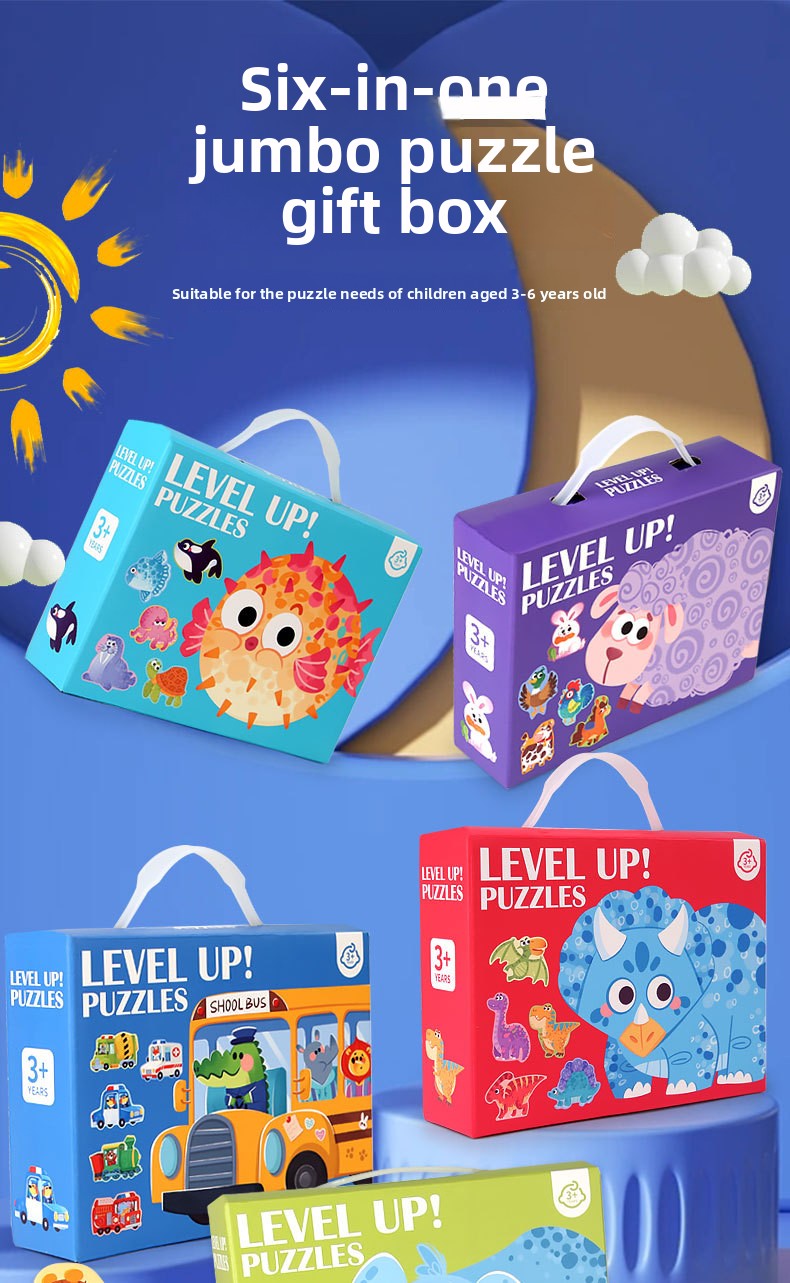 Wooden DIY Toy for 3-6 Years Old Children's Early Education Six-in-One Puzzle Kindergarten Educational Toys Animal Traffic