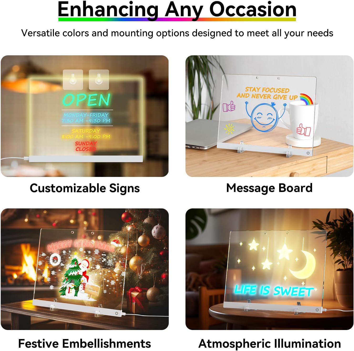 Rechargeable Touch Control Light-up Acrylic Drawing Board With Color-Changing Dimmable Night Light For Babies And Kids