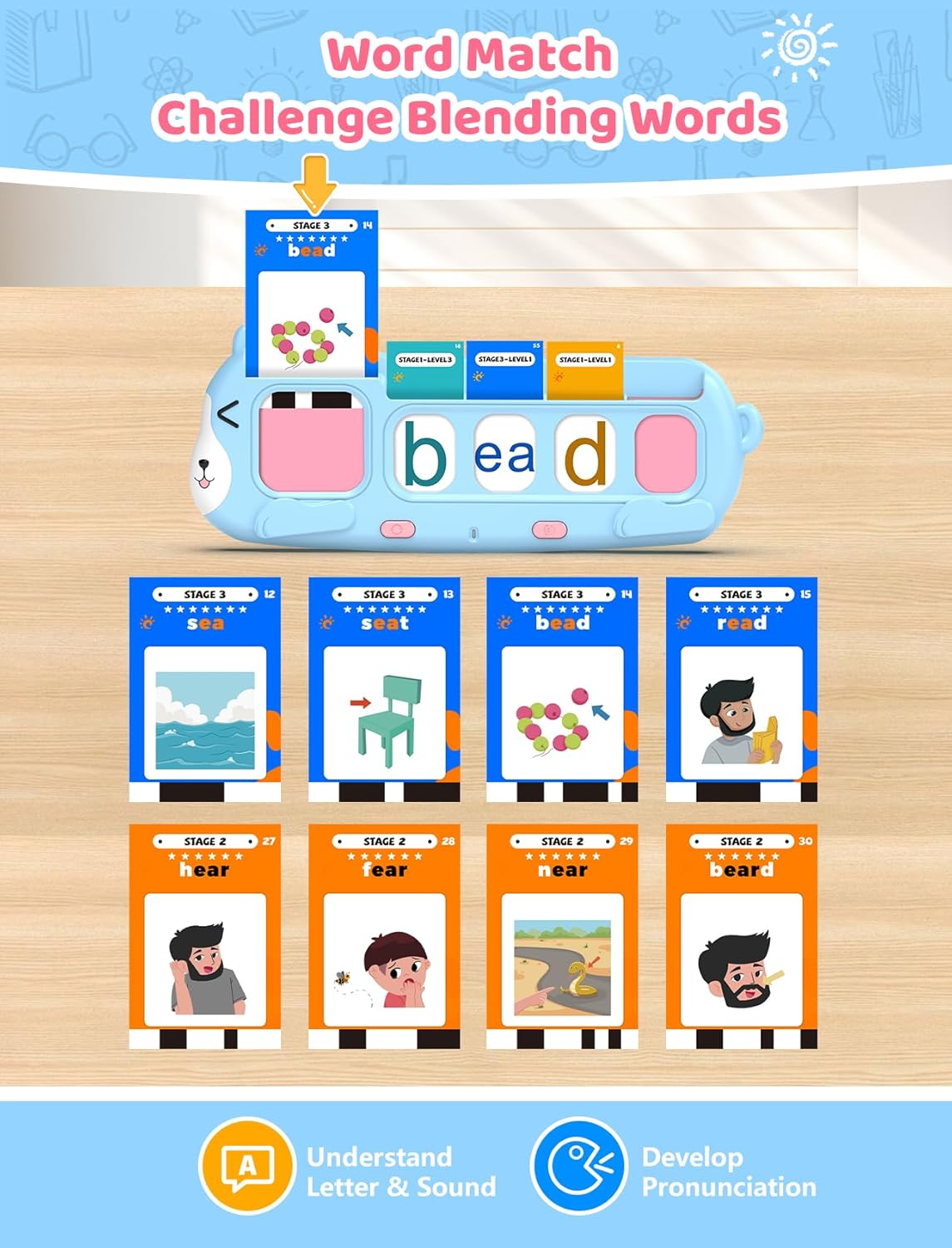 Toddler English Spelling Toy - CPSIA CPC Certified Alphabet Matching Game with Sound and Light