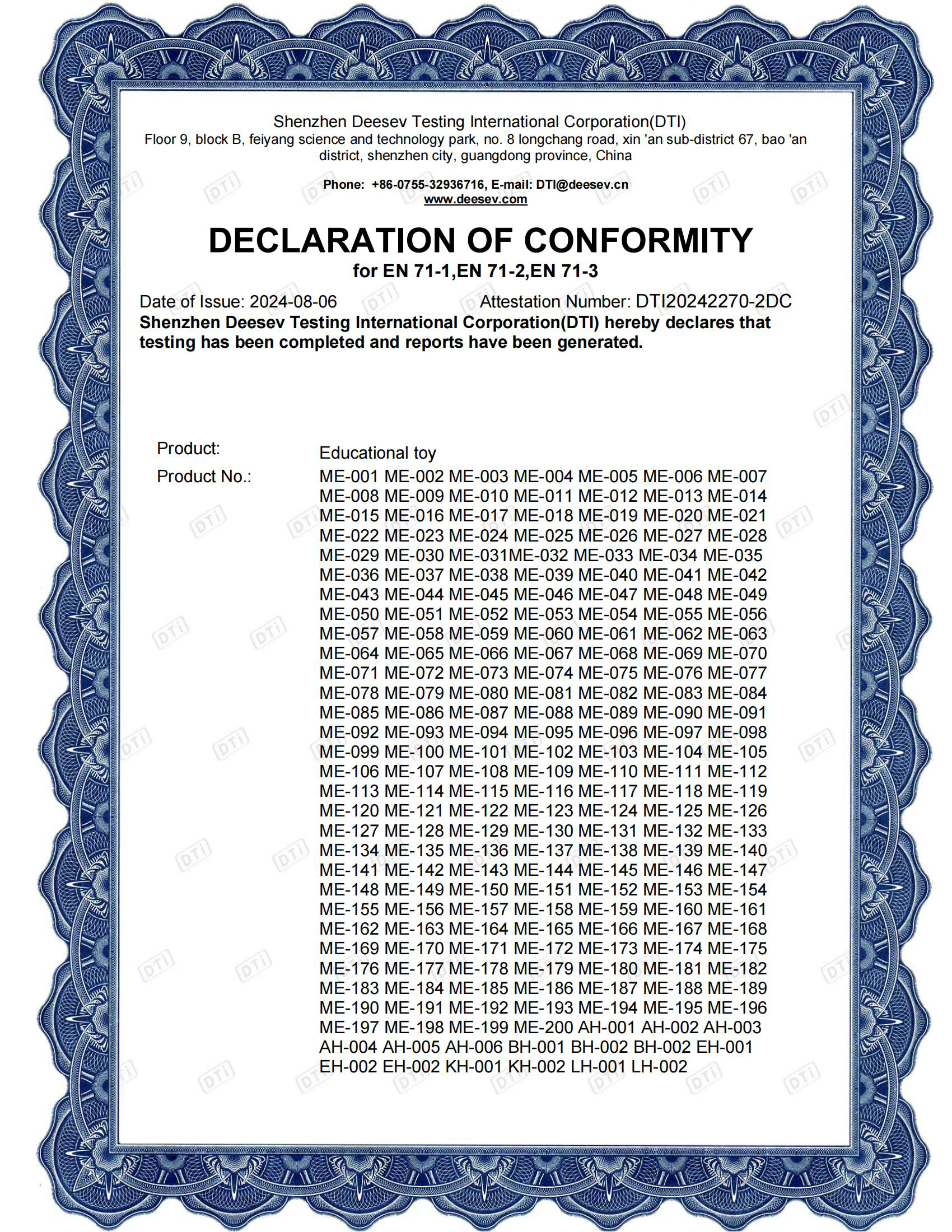 Certificate DTI20242270-2DC