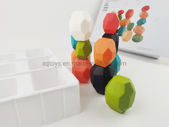 12PCS Sorting Stacking Balancing Stone Rocks Educational Preschool Learning Toy Building Blocks Game Stone Puzzle Set