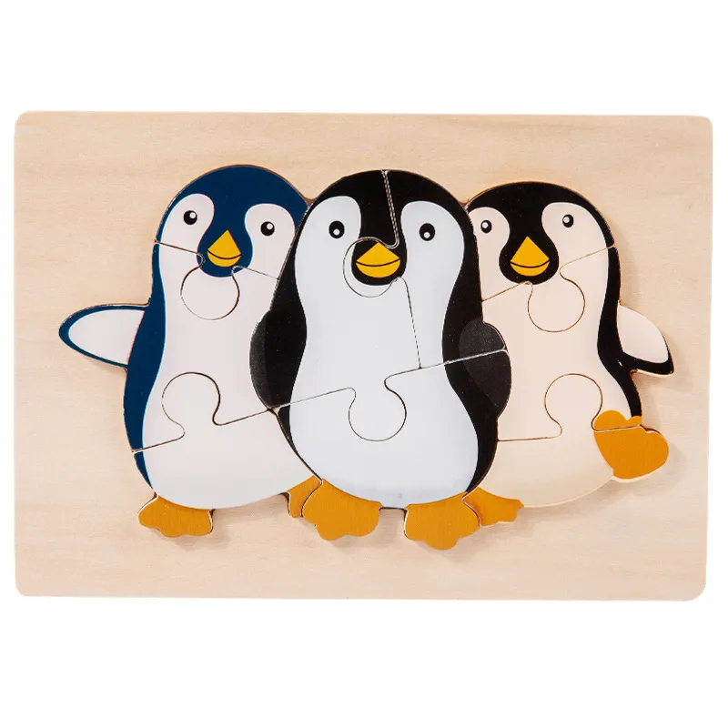3D Early Education Learning Puzzle Animal Board Kids Toys