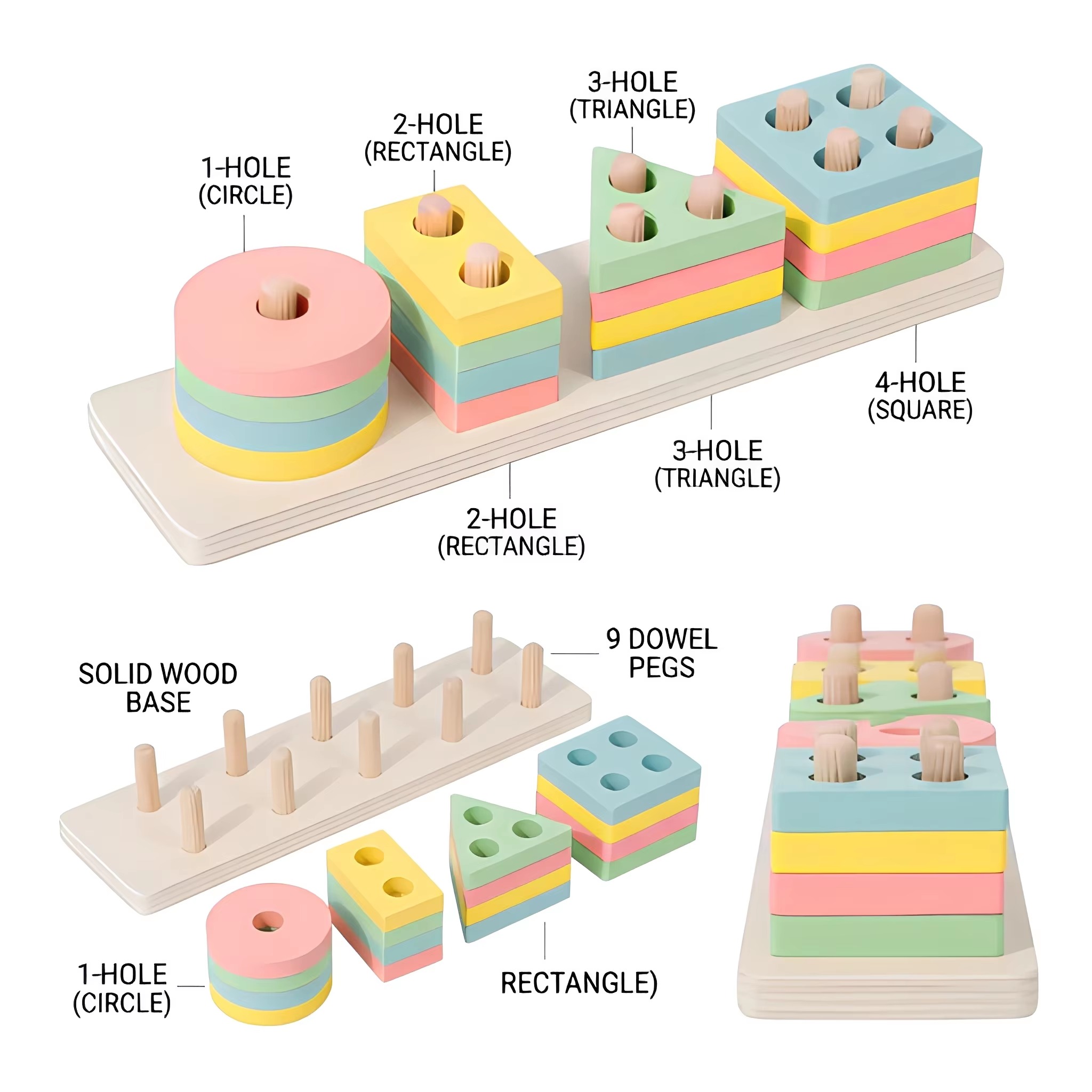 Montessori Toys for 0-3Year Old Boy Girl Toys for Ages 2 4 Toddlers Kids Baby 1 2 Year Old Boy Girl Birthday Gifts Wooden Le
