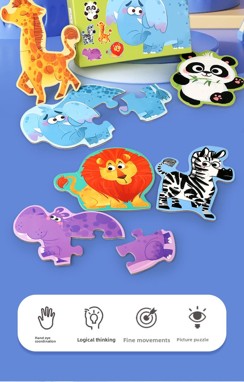 Wooden DIY Toy for 3-6 Years Old Children's Early Education Six-in-One Puzzle Kindergarten Educational Toys Animal Traffic