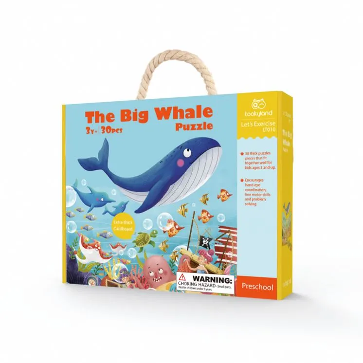 Children's The Big Whale Wooden Jigsaw Puzzles Animal Cognitive Games Educational Toys for Kids Learning