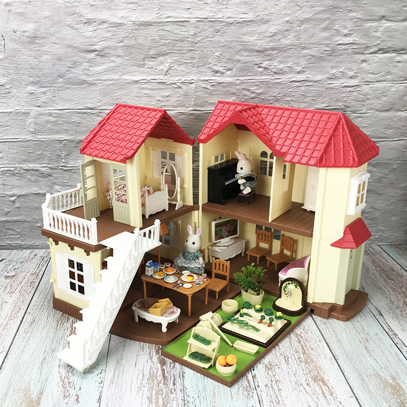 2025 Best Seller Forest Family Big Villa Set Mini House Toys Kids Toy Doll House Girls Role Play Kits Educational Pretend Toys