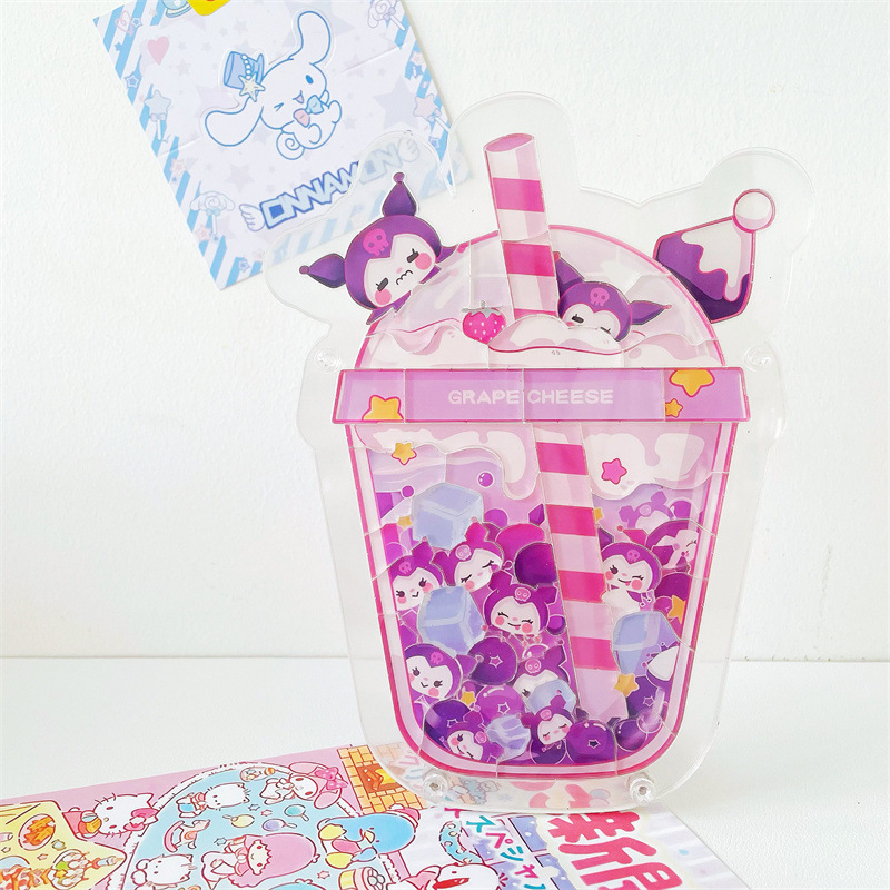 Early Learning Educational Toys Gift Creative Diy Sensory Learning Milk Tea Shape Acrylic Puzzle for Little Kids Gift