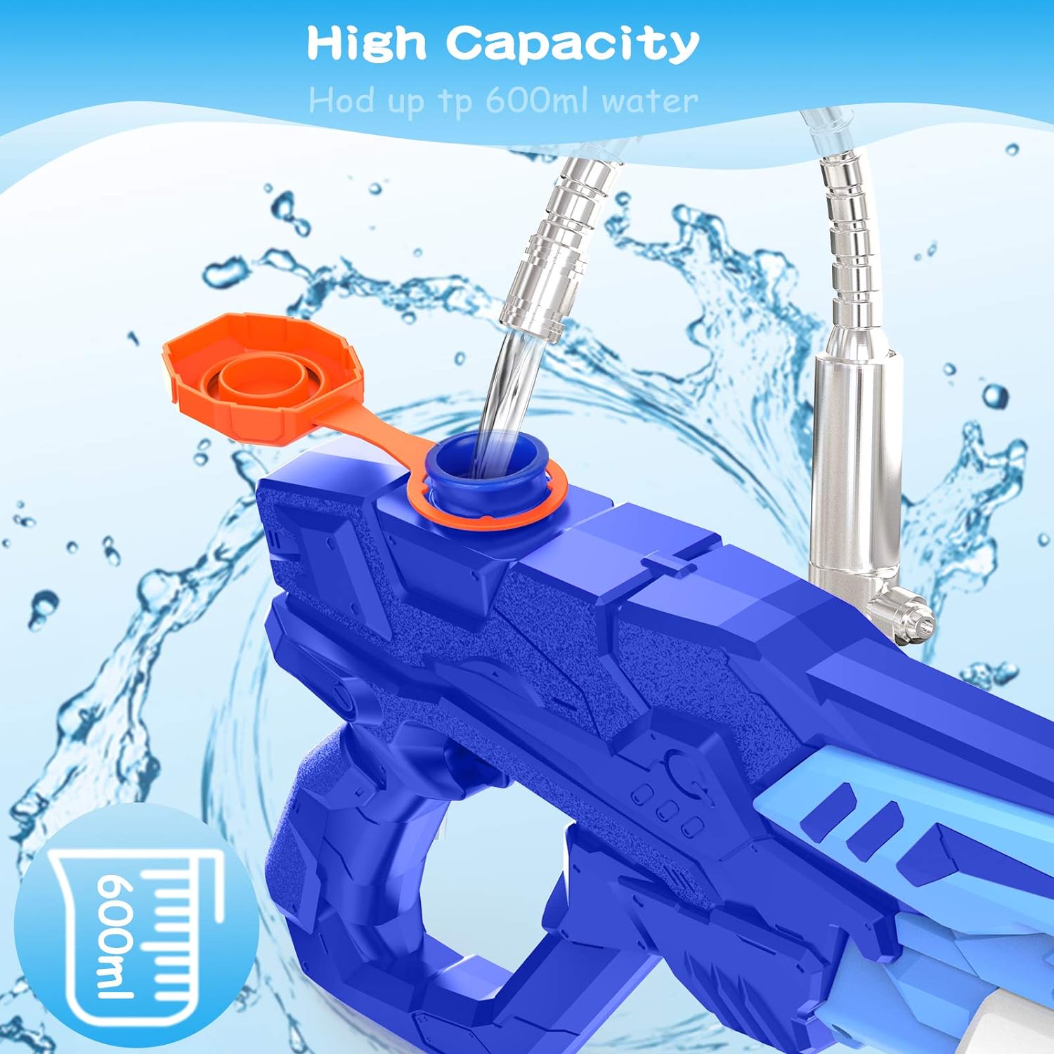 600ML Large Capacity Water Guns For Kids - Summer Swimming Pool &amp; Beach Outdoor Water Fighting Toys With Powerful Squirt Pistols