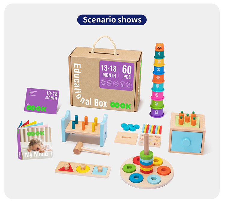 Montessori Toys Wooden Spinning Drum Toy Dimensions