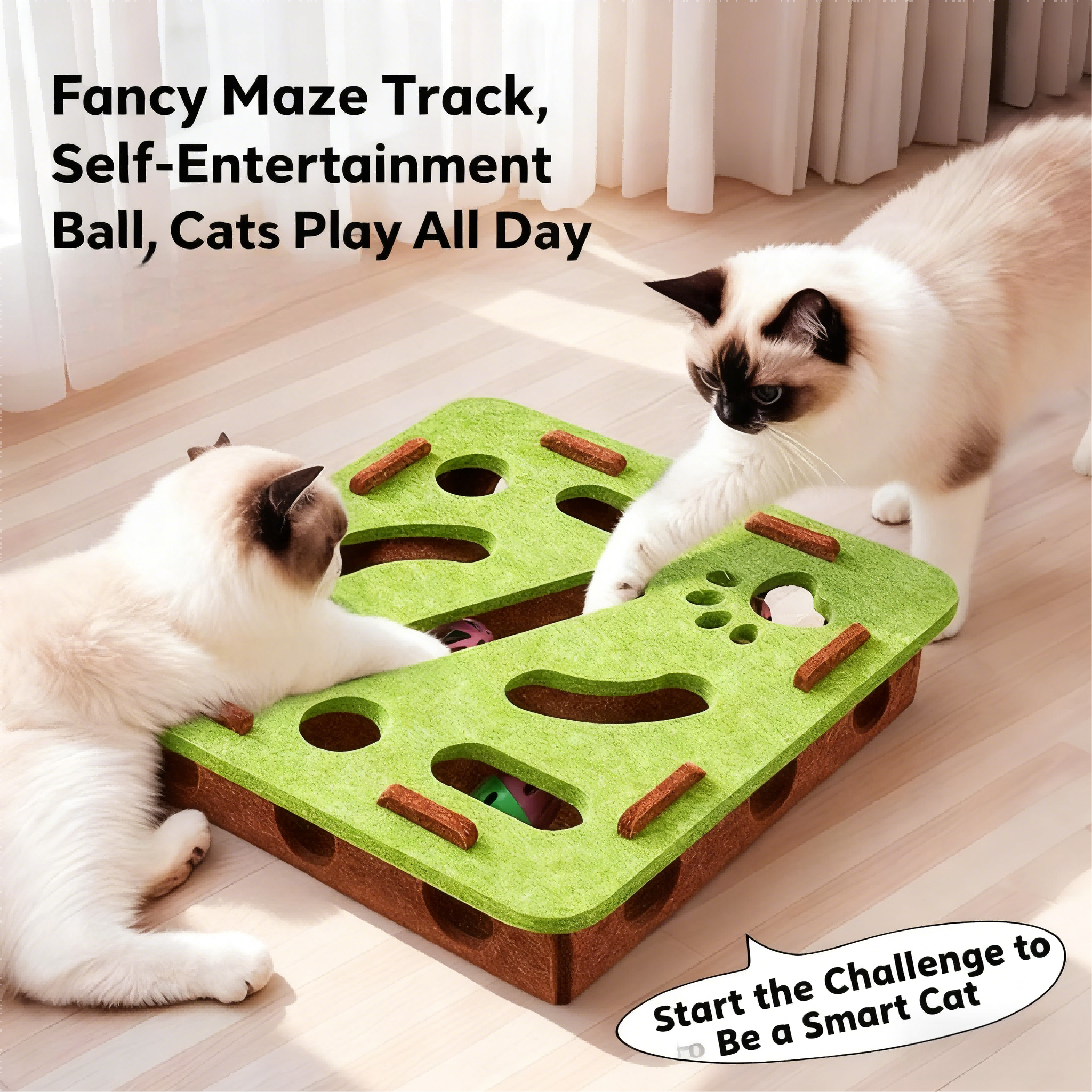 2026 New Arrival Hot-Selling Interactive Felt Cat Toys Modern Intelligence Development Maze Fun 3 Colors Box Packed