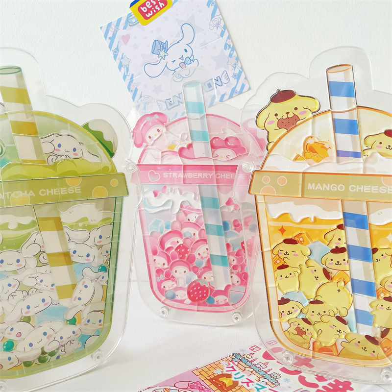 Early Learning Educational Toys Gift Creative Diy Sensory Learning Milk Tea Shape Acrylic Puzzle for Little Kids Gift