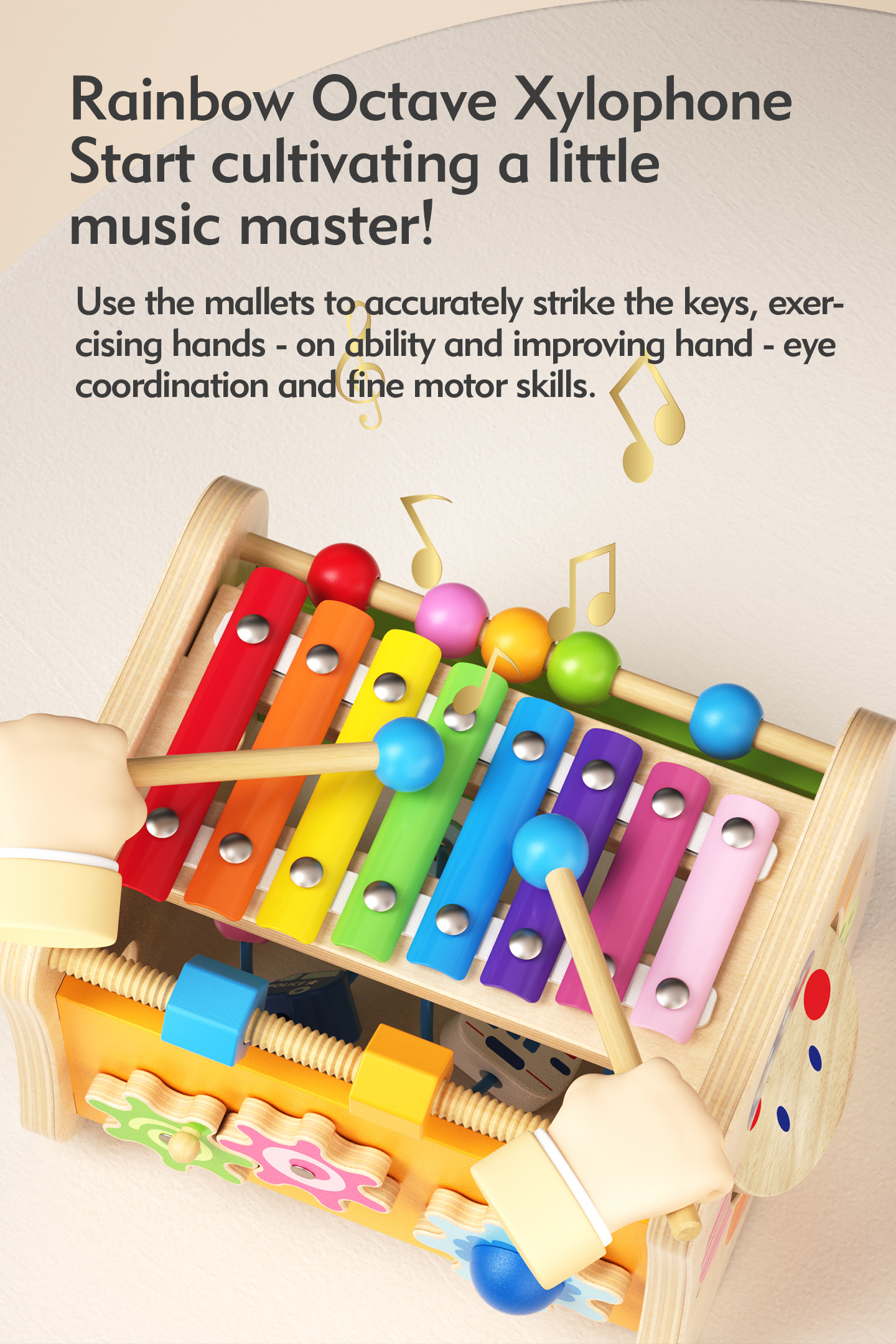 Montessori Wooden Educational Toys for Toddlers 1-2 Years Sensory Multi-Functional Activity Box