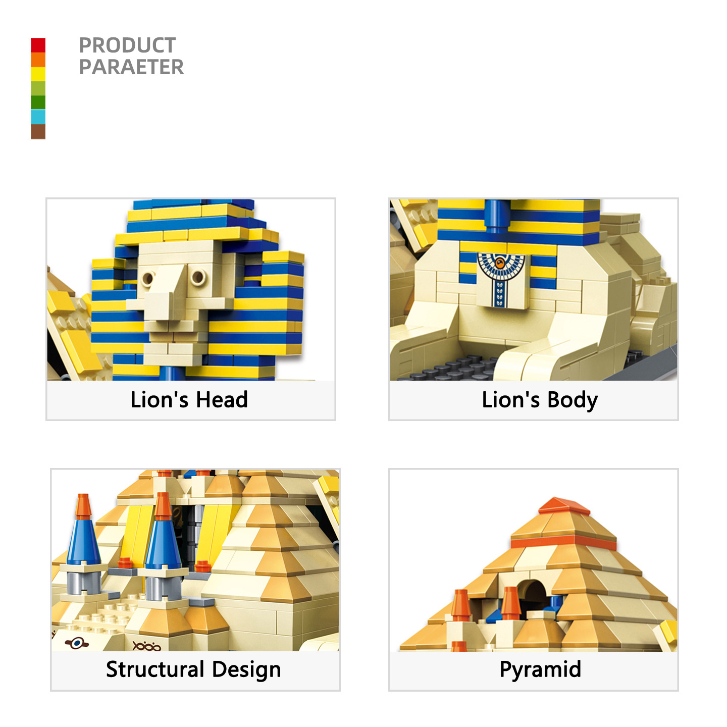 Wange 4210 Building Attraction Egypt Pyramid of Giza Compatible Particles Educational Building Block Toy Set for Kids Unisex