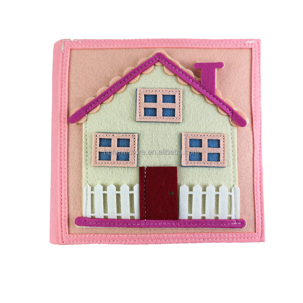 Montessori Toys Practical Non-Woven Fabric Book Pink House Role-Playing Activity Book Educational Book for Toddlers