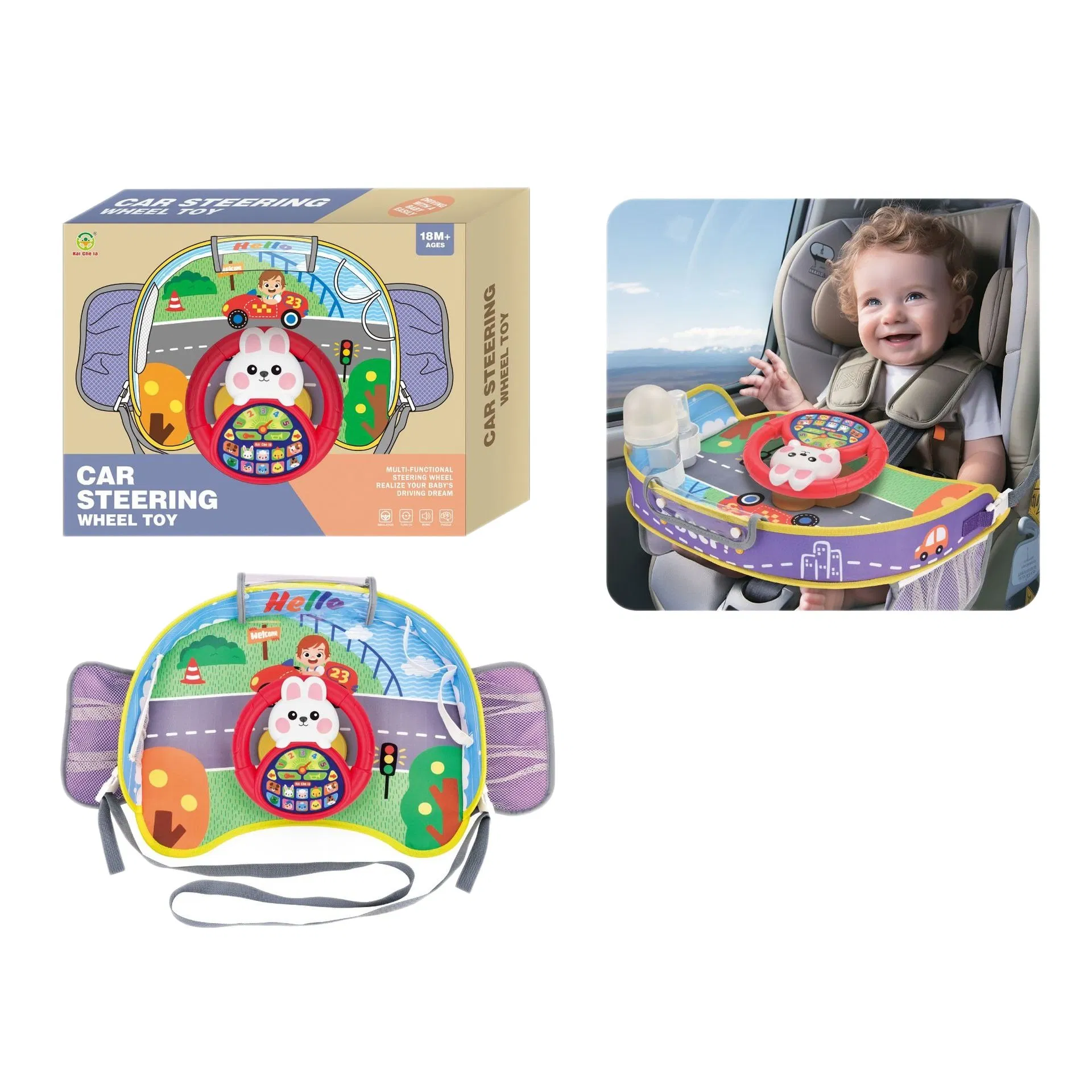 Early Childhood Education Interactive Learning Machine Kid's Steering Wheel Toy with Simulated Driving Sound Effects
