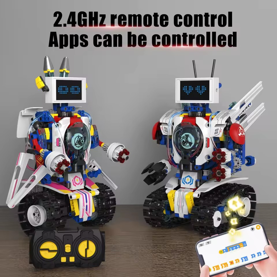 Xinbo Wholesale Kids Smart 5-in-1 Robot Kit Toy with LED Screen Parts Programable Educational Stem Remote Control Christmas Gift Building Blocks Sets