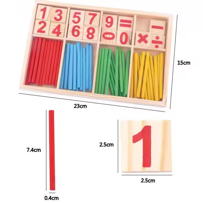 Wooden Baby Montessori Early Educational Learning Toys Children Initiation Math Number Counting Sticks Games for Kids Boys Girls
