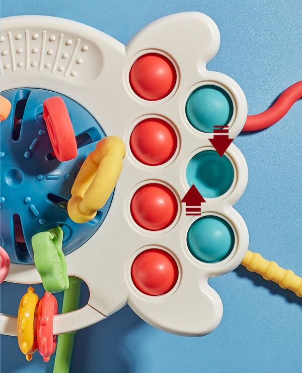 Pull String Interactive Silicone Toy Finger Training Educational Baby Early Learning Toy Wholesale Custom Logo Acceptable