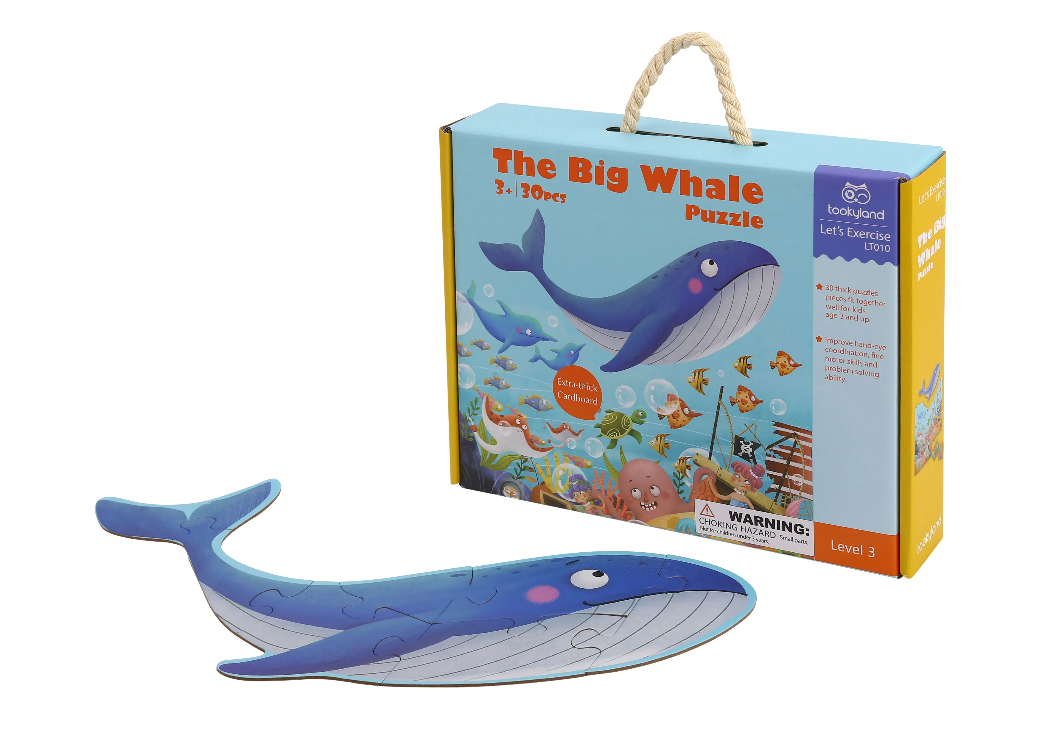 Children's The Big Whale Wooden Jigsaw Puzzles Animal Cognitive Games Educational Toys for Kids Learning