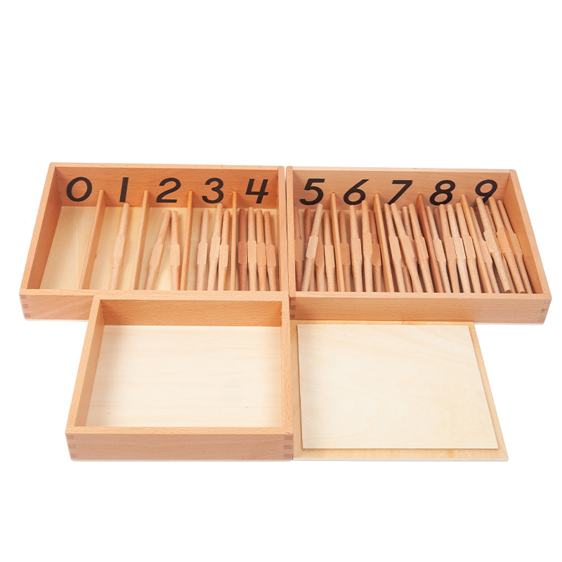 Montessori Mathematics Material Educational Wooden Toys Spindle Box With 45 Spindles Montessori
