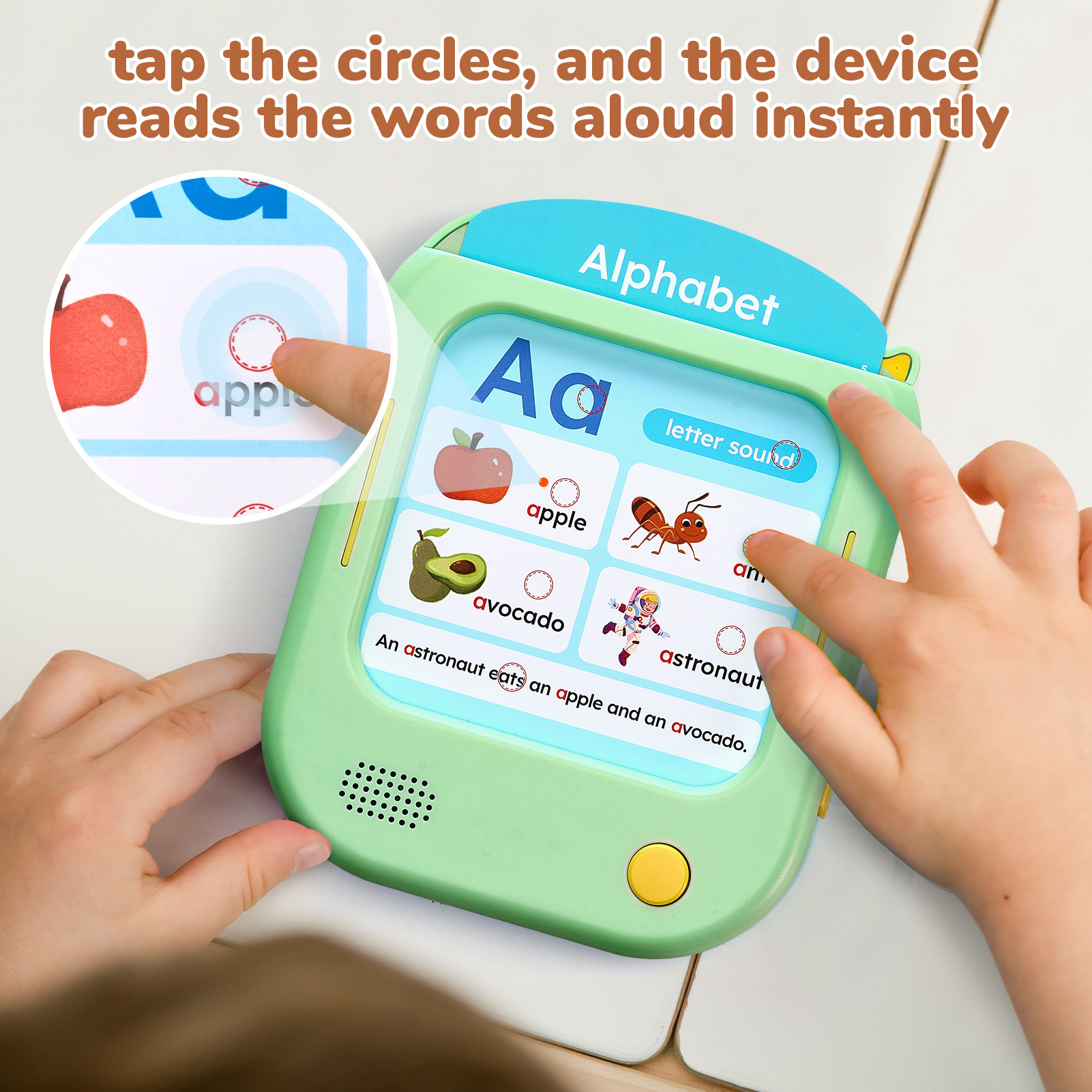 Joycat Interactive Educational Learning Tablet Toy for Kids Screen Free Phonics Learning Toy with 80 Flash Cards