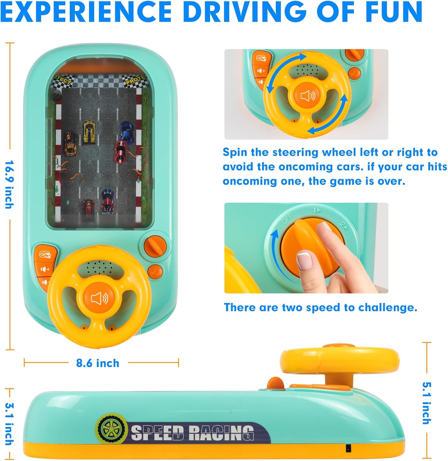 Musical Steering Wheel Toys - CPSIA CPC ASTM Certified Eco-friendly Toddler Simulated Driving Racing Game for Boys 4-6