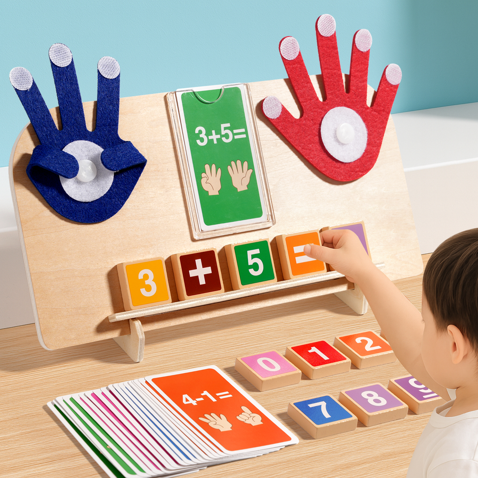 Custom Montessori Finger Math Learning Games Number Counting Puzzle Abacus Teaching Aids Educational Toys For Kids Preschool