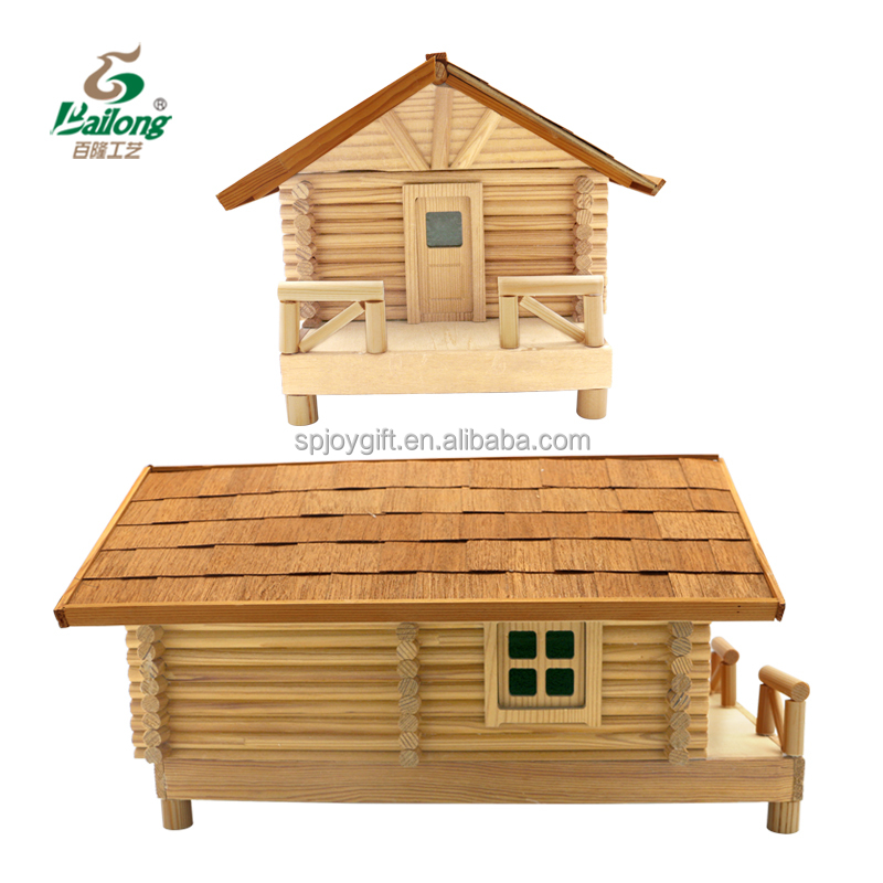 Kids Educational DIY Wood Craft Model Miniature Polished Log Cabin House Gift For Young Creatives