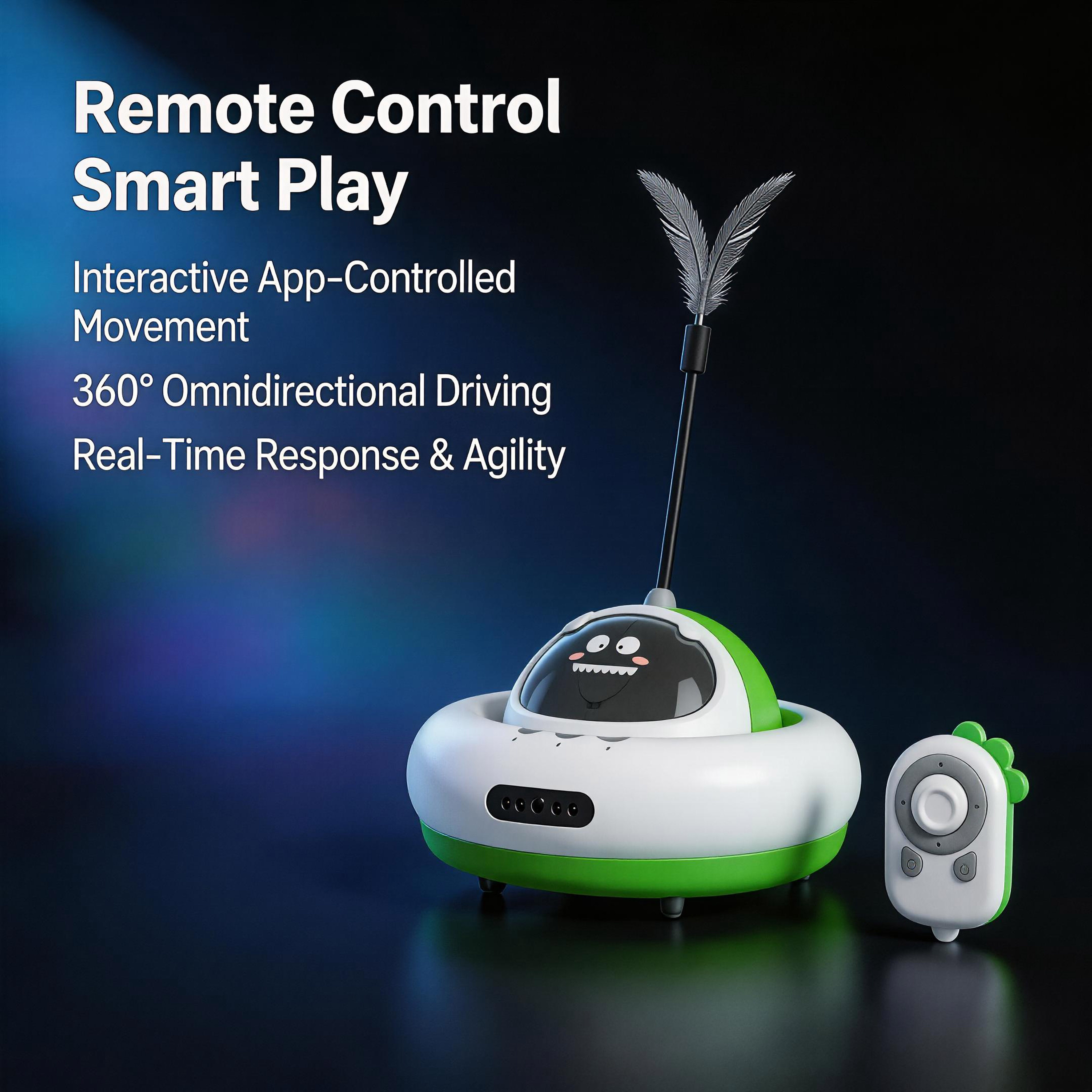 Multilingual Automatic Remote Control Cat Car Food Dispenser Interactive Cartoon Simple Pet Entertainment Toy