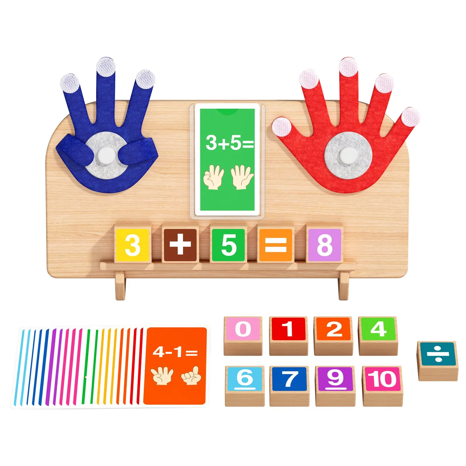Montessori Wooden Finger Counting Board Math Early Learning Toy for Kids Kindergarten Toy