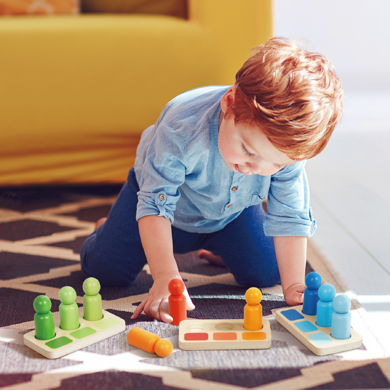Montessori Color Play Set Wooden Stacking Toy Rainbow Color Recognition Book Educational Box For Kids