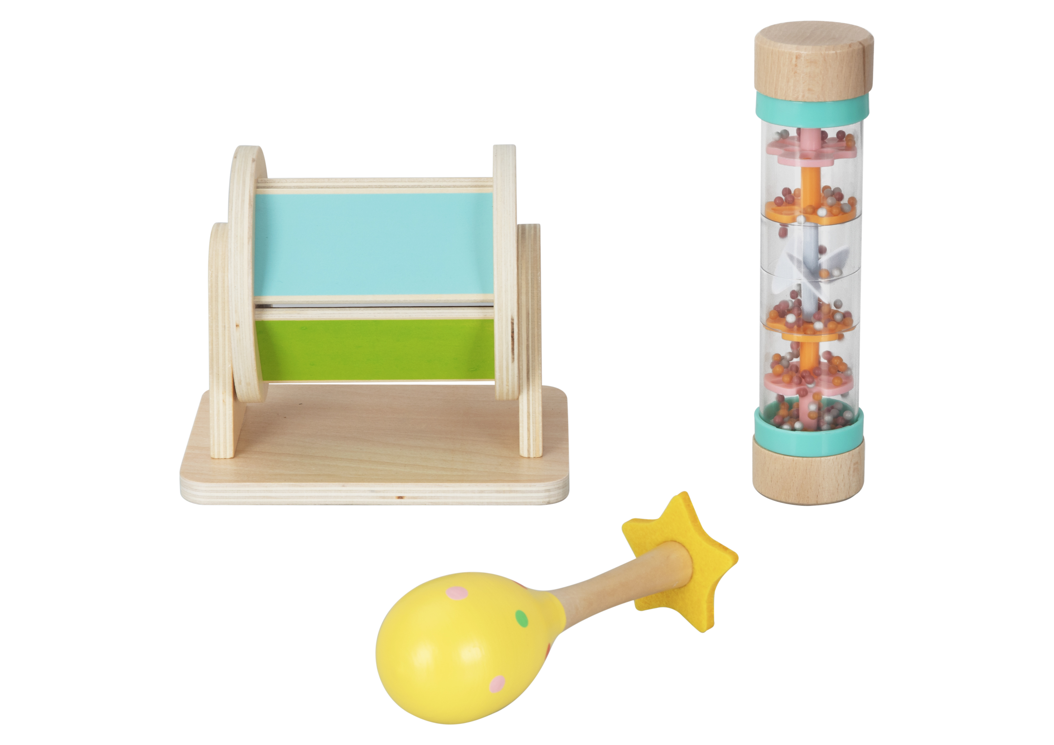 Montessori Toys Wooden Spinning Drum Toy