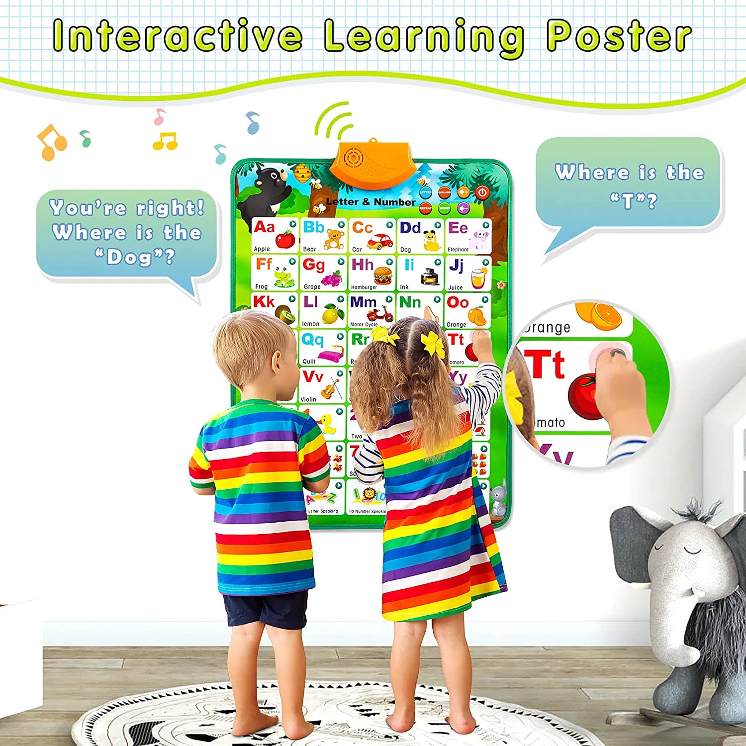 Education Toy Learning Poster Christmas Birthday Gifts Interactive Alphabet Wall Chart Toy