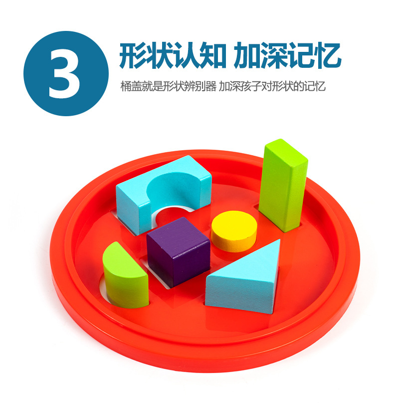Wooden Building Blocks Colored Particle Shape and Matching Educational Toys