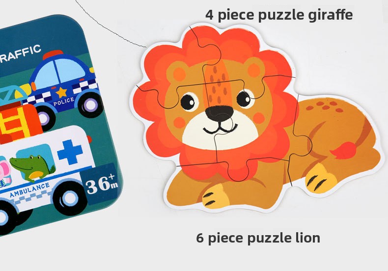 Wooden DIY Toy for 3-6 Years Old Children's Early Education Six-in-One Puzzle Kindergarten Educational Toys Animal Traffic