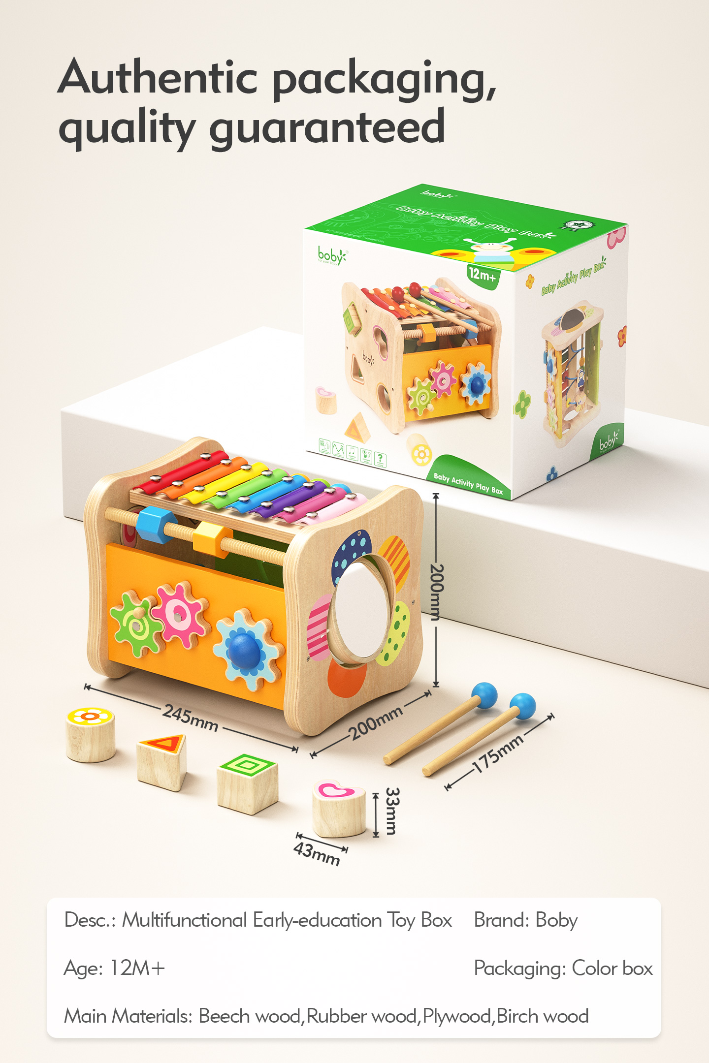 Montessori Wooden Educational Toys for Toddlers 1-2 Years Sensory Multi-Functional Activity Box