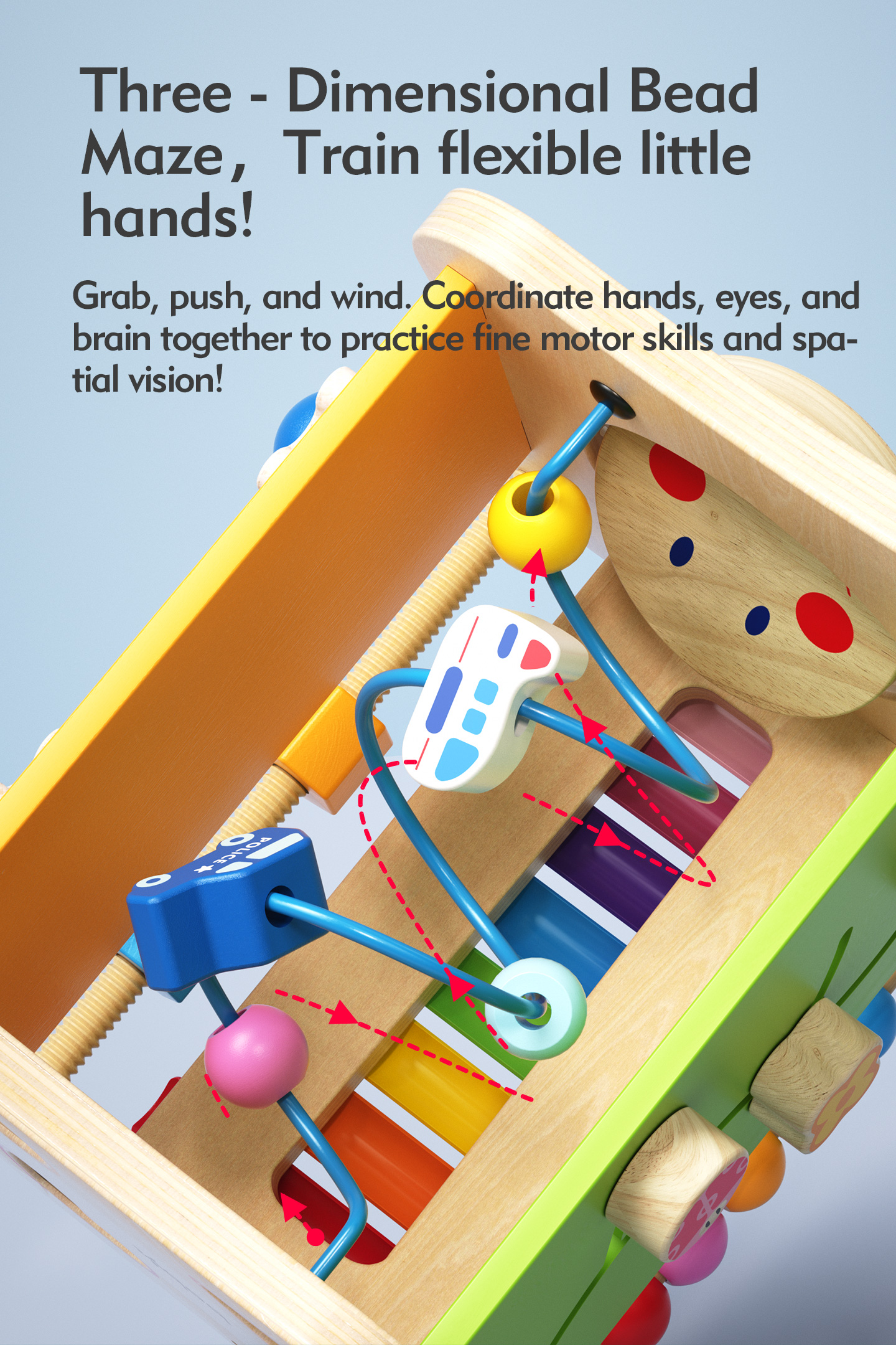 Montessori Wooden Educational Toys for Toddlers 1-2 Years Sensory Multi-Functional Activity Box
