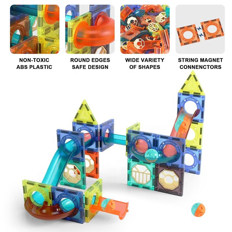 Aijh 132PCS Marble Run Magnetic Tiles Brinquedo Infantil Game Early Learning Educational DIY Blocks Sets Kids Toys