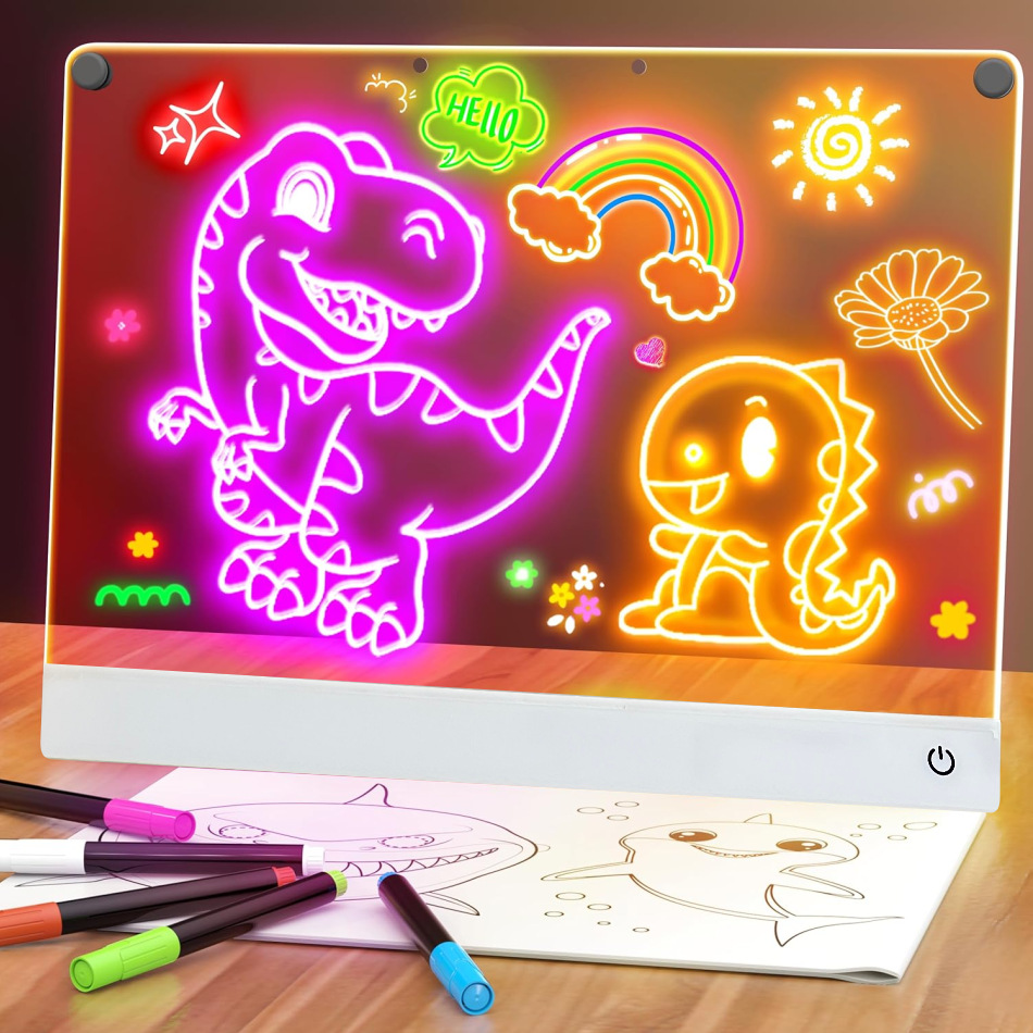 Rechargeable Touch Control Light-up Acrylic Drawing Board With Color-Changing Dimmable Night Light For Babies And Kids