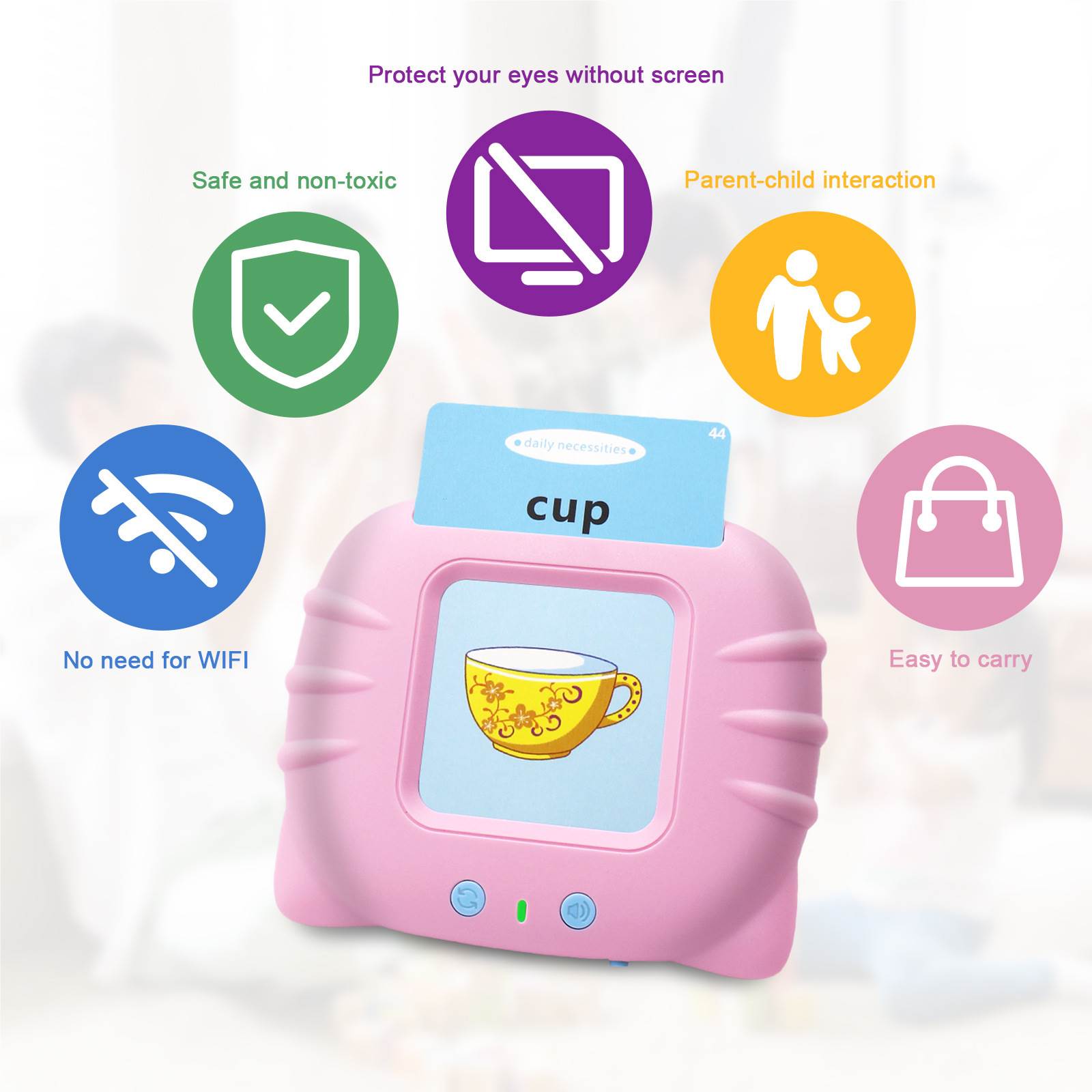 Becho Toys Early Educational Intelligent Talking Flash Cards Bilingual Speech for Kids USB Rechargeable Learning Machine for Kid