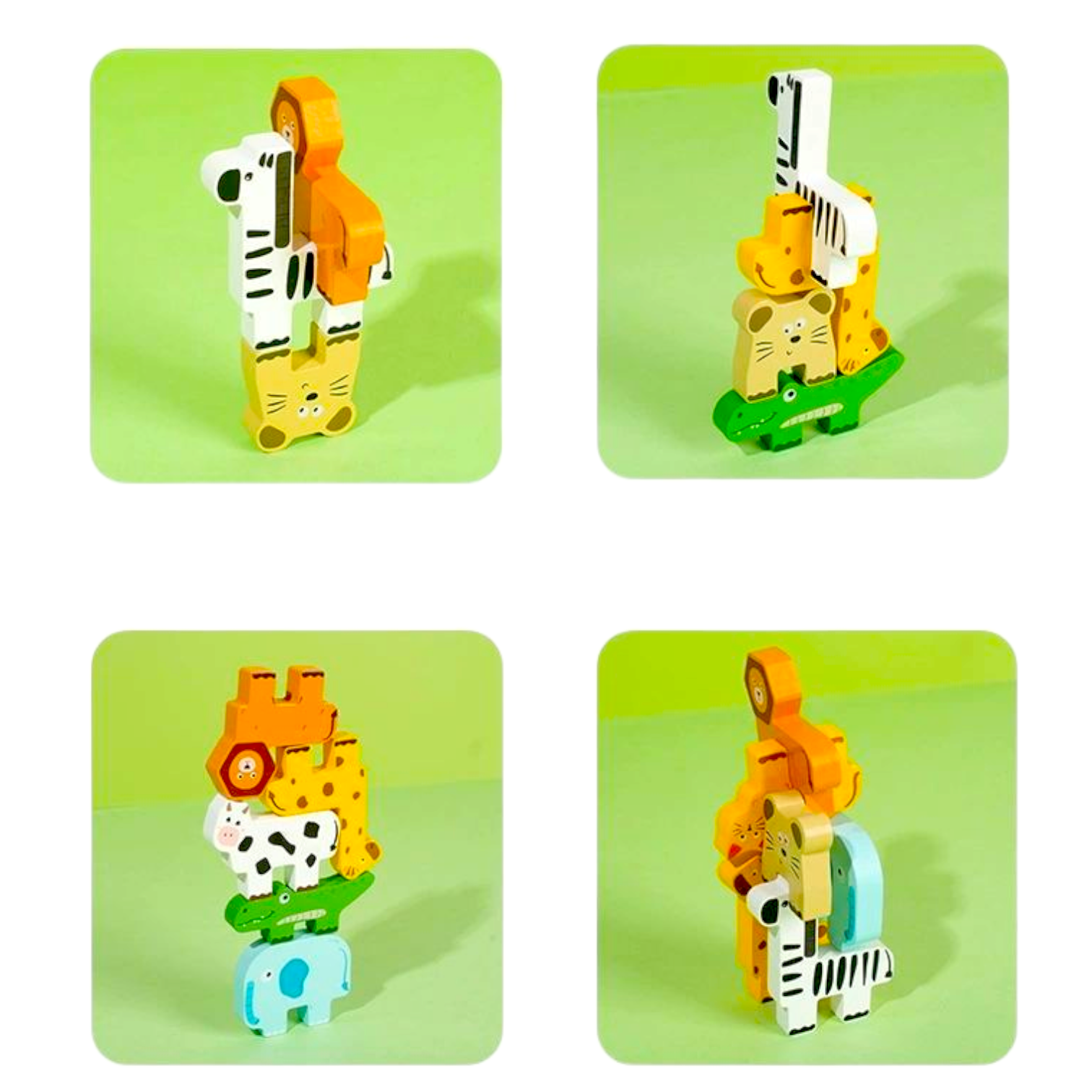 Wooden Animal Blocks Sorting & Stacking Toy Detail
