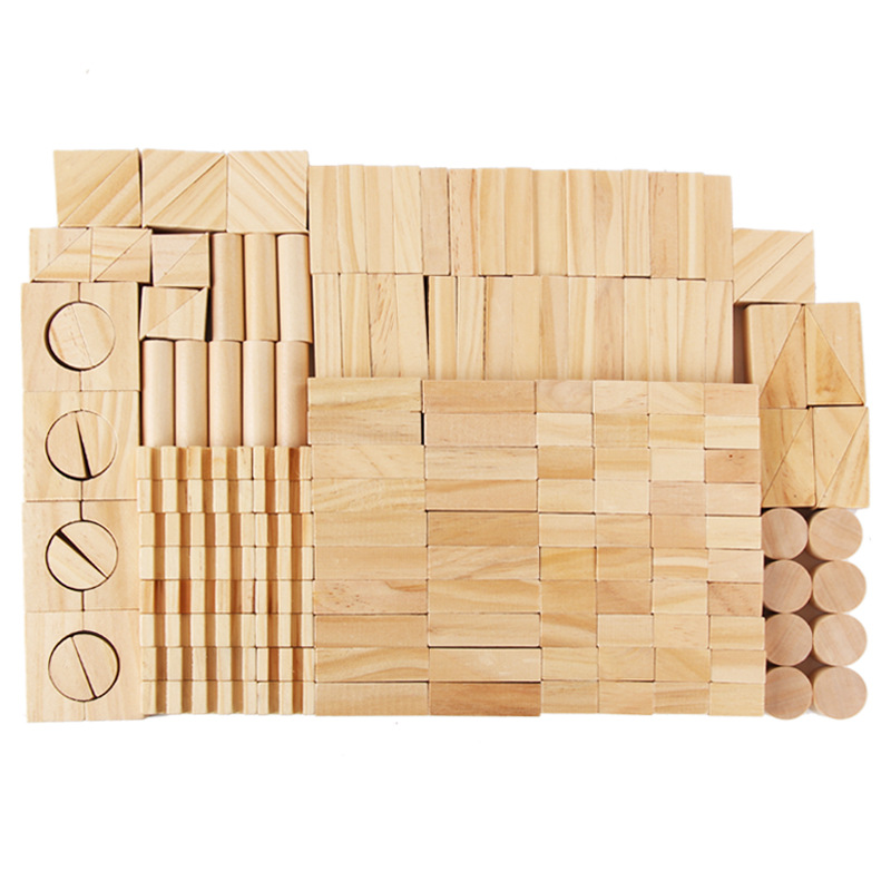 Children's Educational Construction Toy 162-Piece Natural Wood Color Building Blocks City Theme Shape Recognition 0-24 Months