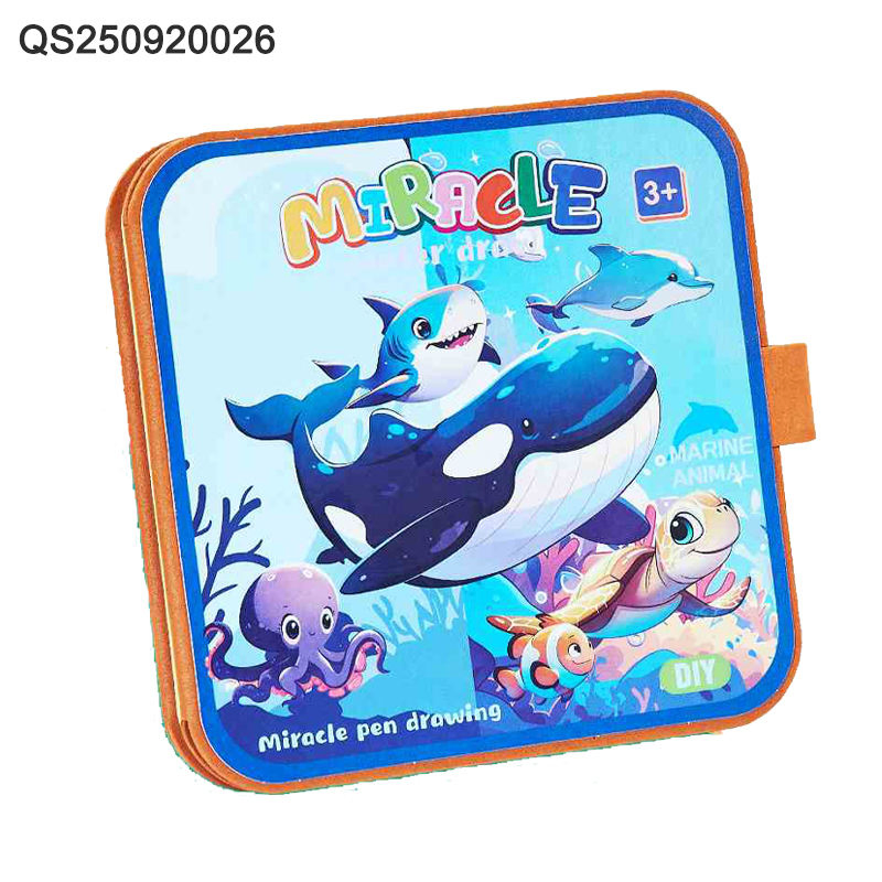 QS High Quality Kids Early Learning Drawing Set Toys 3 Style Educational Cartoon Animal Folding Water Painting Book Toys for 3+