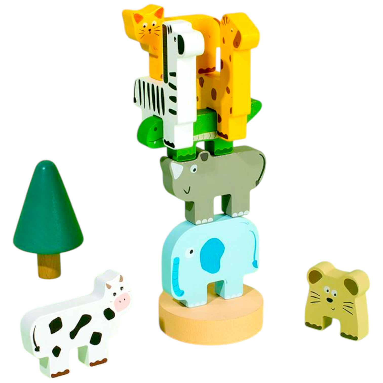 Wooden Animal Blocks Sorting & Stacking Toy Detail